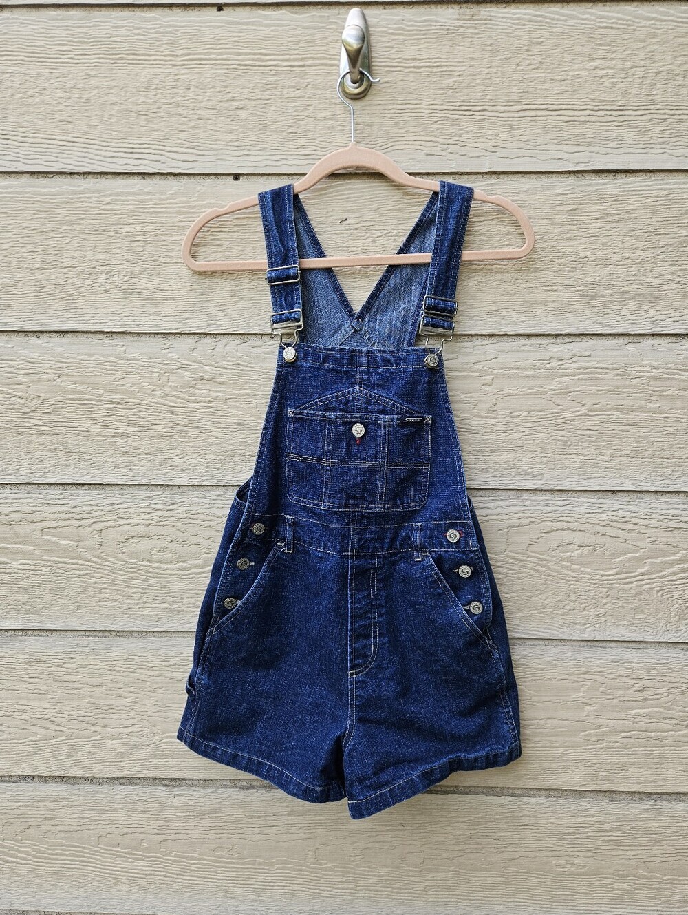 Stephen Hardy Squeeze dark wash denim shortalls overalls size small